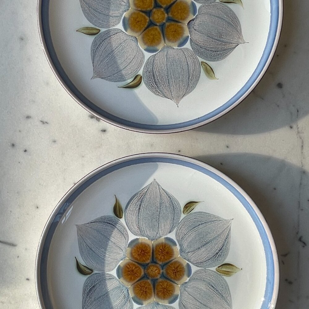SOLD: Denby Langley CHATSWORTH Dinner Plate Lot of FOUR Vintage Hand Painted - Picture 2 of 11